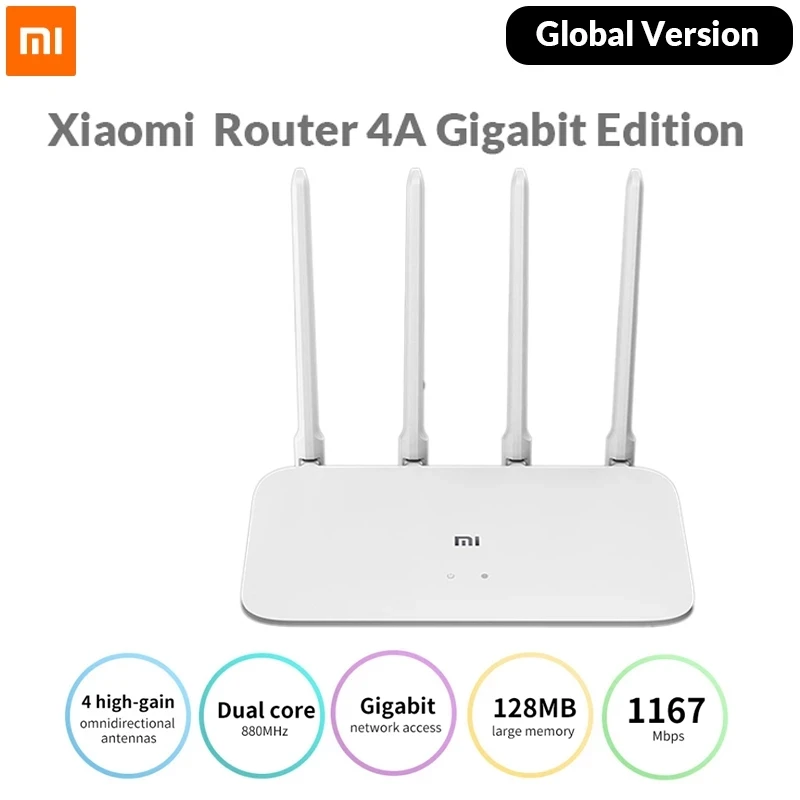 Глобальный Verion внутренняя ёмкость Xiaomi Router 4A Gigabit Edition 1000 м 2 4 ГГц Wi Fi 5 DDR3 128 МБ