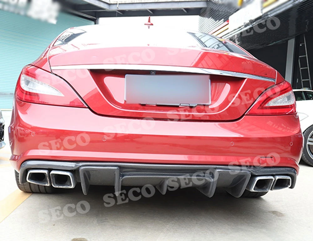 Для Benz W218 CLS350 CLS63 AMG 2011- рассеиватель задней губы из углеродного волокна из нержавеющей стали четыре выхода выхлопные наконечники хвост горло