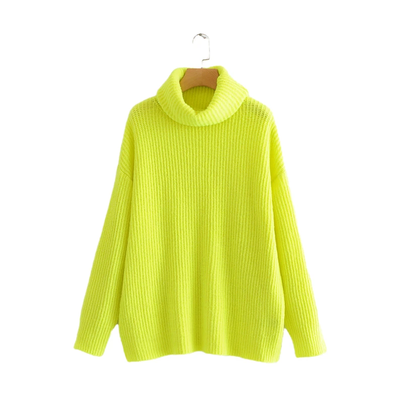 Женская неоновая водолазка Za Свободный неоновый свитер с длинным рукавом