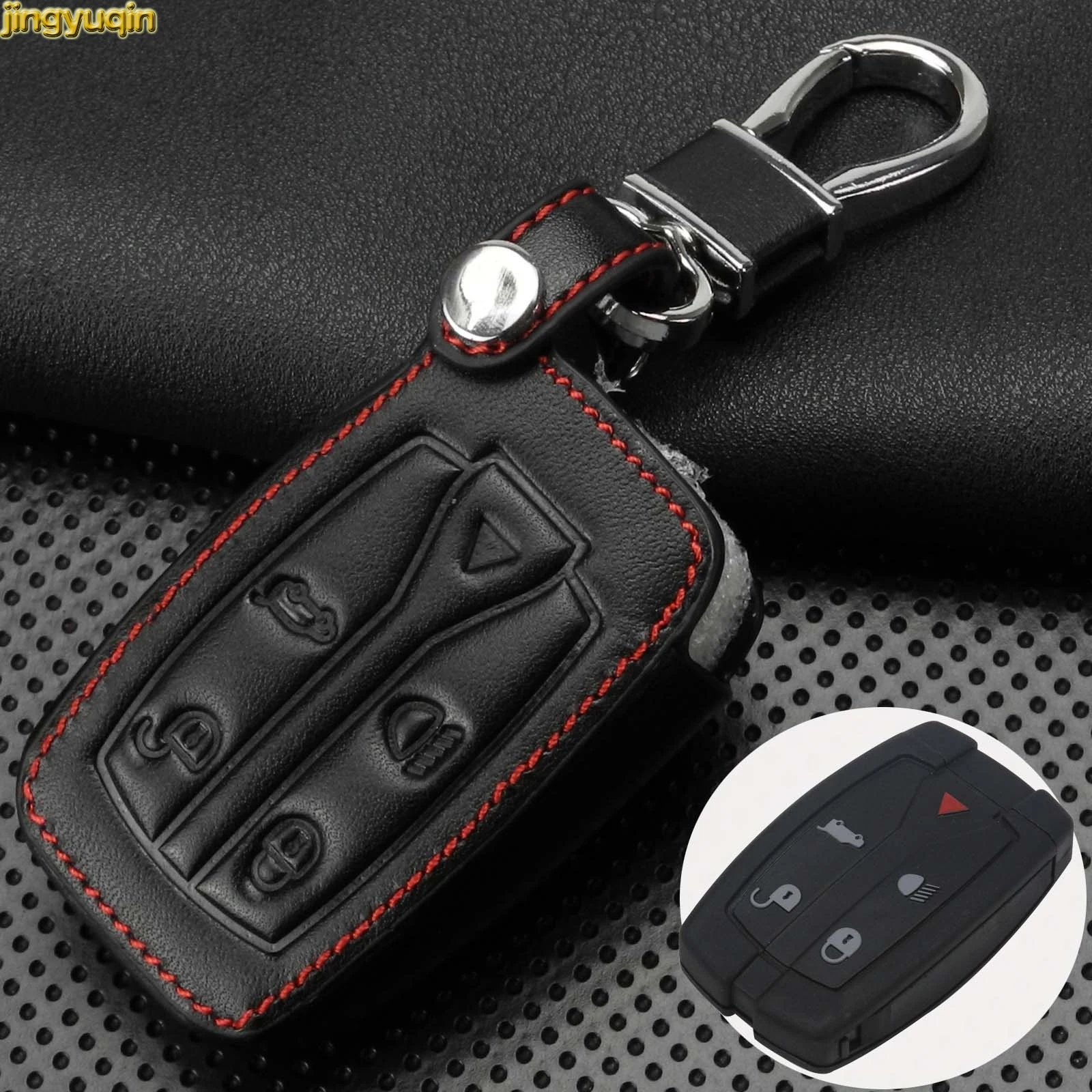Jingyuqin 5 Buttons Remote Car Key Leather Case Cover Fob Protection Fit For Land Rover Freelander 2 3 BTN|Футляр для
