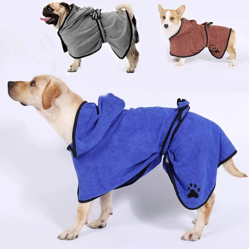 

Dog Bathrobe XS-XL Pet Dog Bath Towel for Small Medium Large Dogs Microfiber Super Absorbent Pet Drying Towel 400g Puppy Clothes