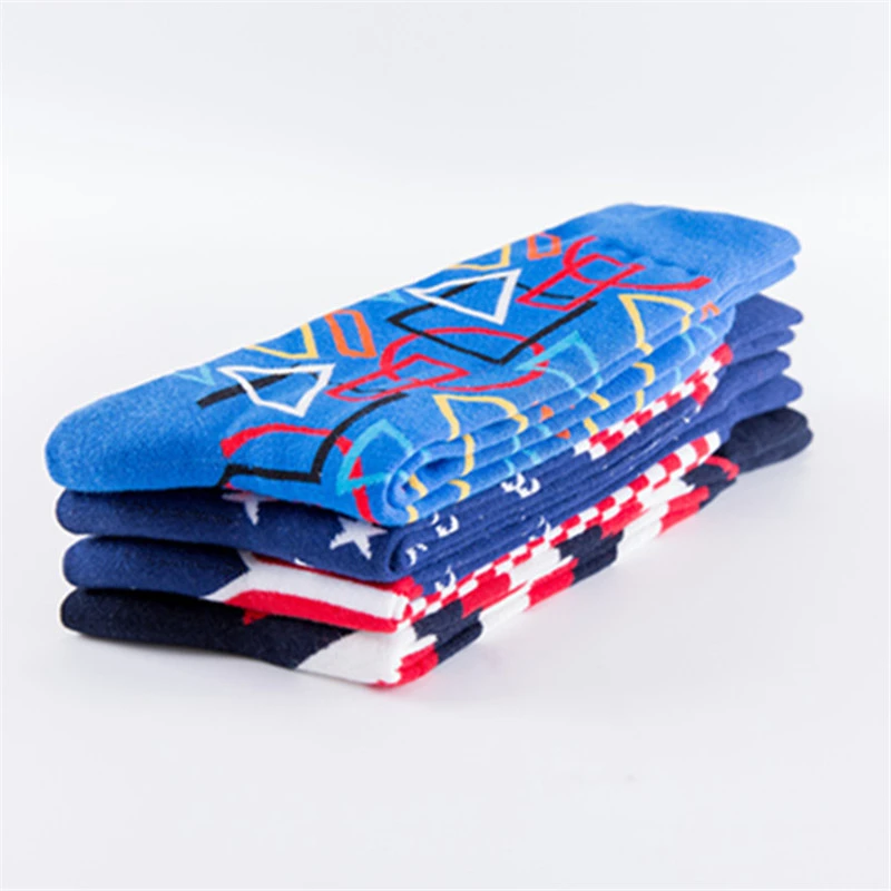 

Recommend hip hop happy funny socks men colorful novelty long 100 cotton street wear style capitan america harajuku