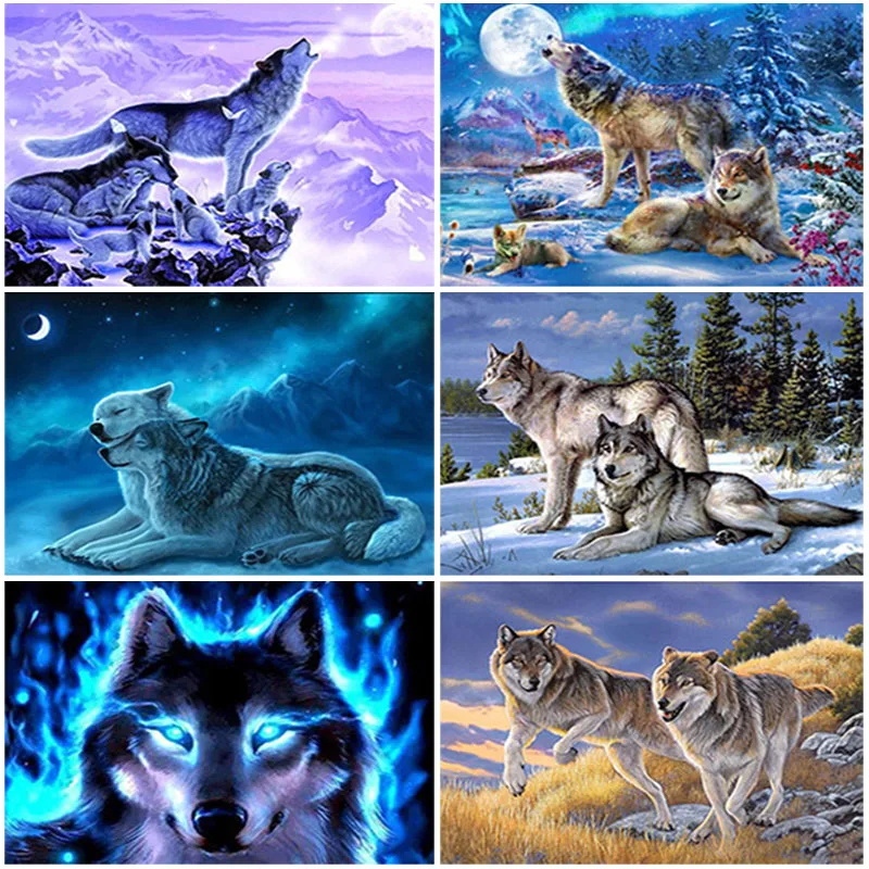

Wolf DIY 5D Diamond Painting Full Square/Round Drill Resin Paintings Animal Diamont Embroidery Cross Stitch Kits Home Decor