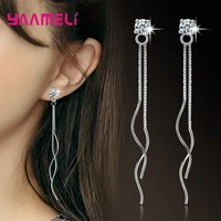 new fashion dangle hanging rhinestone long drop earrings ear line for women simple snake chain tassel jewelry brinco bijoux