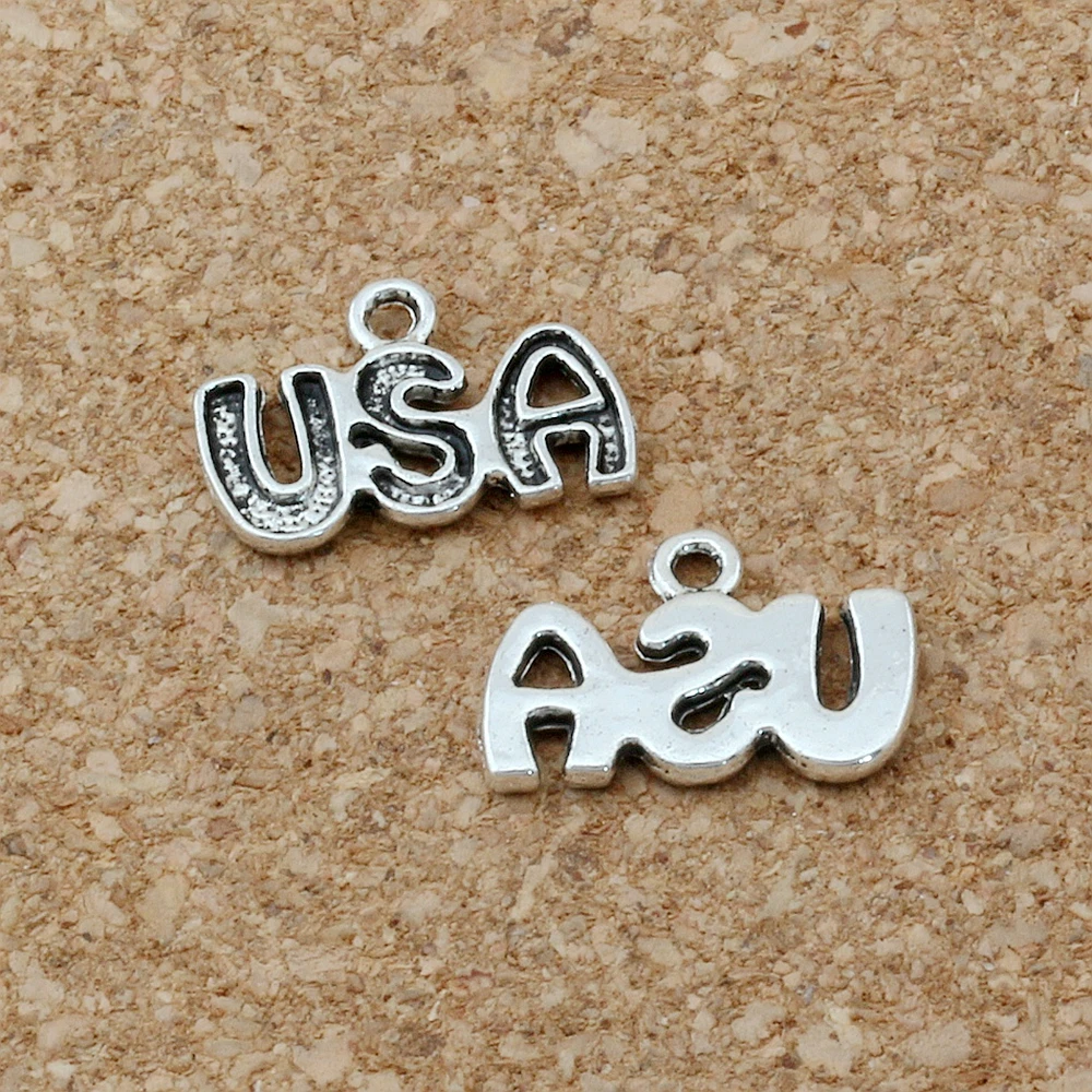 

30Pcs/Lot Antique Silver USA Charms Pendants For Jewelry Making, Earrings, Necklace DIY Accessories 10.5 x15.5mm A-169