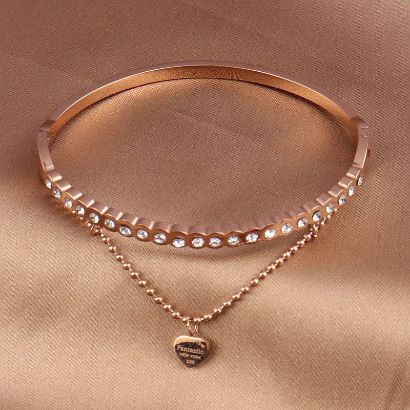 Браслет с подвеской в форме сердца из нержавеющей стали|Цепочки и браслеты| |