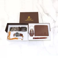 mens beautifully packed gift box watches set quartz wrist watch keychain belt wallet rosary bracelet pen combination mens gift