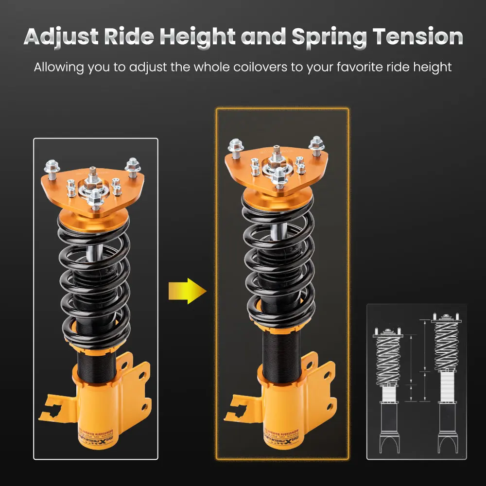 maxpeedingrods 24 steps adjustable Coilover Sping shocks for NISSAN S13 Silvia 240SX 200SX Coupe Absorbers 1989-1990 Suspension |