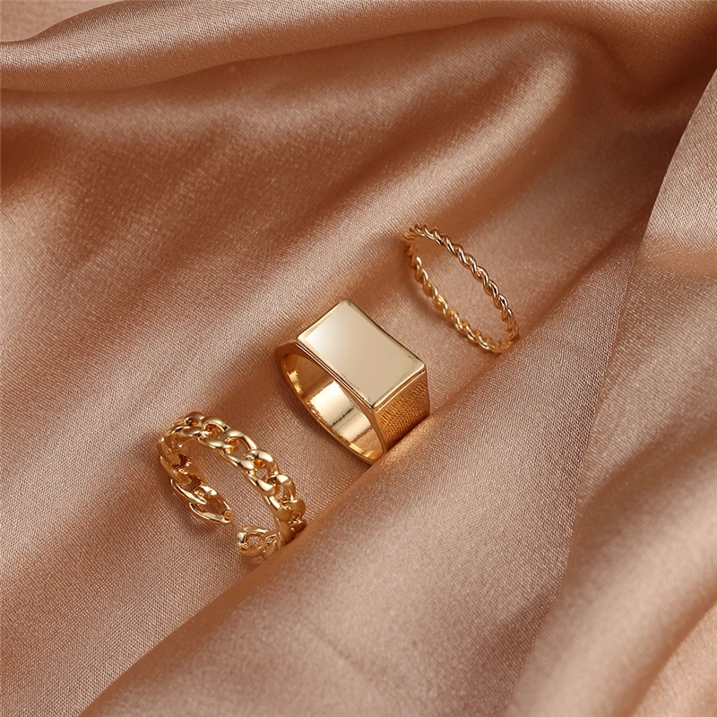 

Elegant Jewelry Women 3-piece Geometric Circle Knuckle Rings Set Fashion Accessories