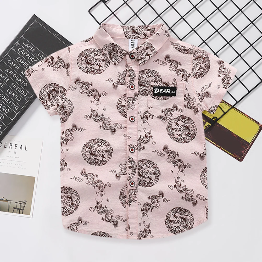 Летние милые рубашки для мальчиков детская хлопковая блузка с короткими