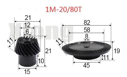 

1M-20 / 80Teeths 1: 4 Ration Precision Spiral Bevel Gear Spiral Bevel Gear 0.36g