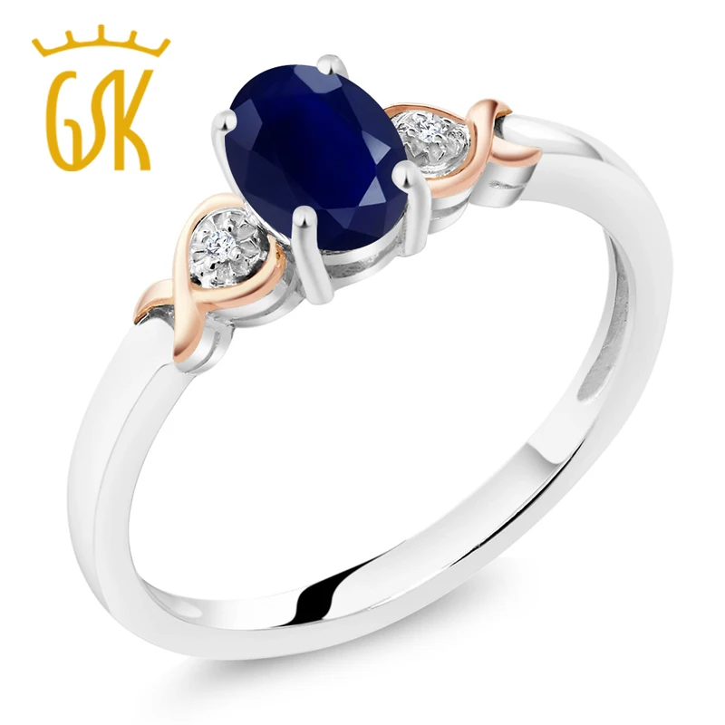 GemStoneKing 925 пробы Серебряное и розовое золото 10 к кольцо 1 02 cttw Натуральный Синий