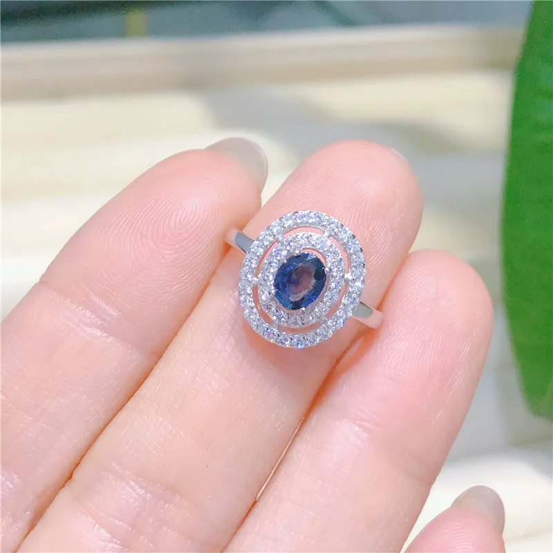 

The new 925 silver inlaid natural sapphire ring, women's jewelry, the party must bring jewelry, highlighting the temperament