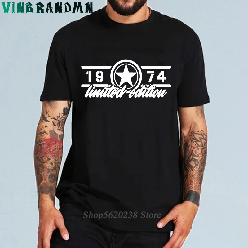

Limited Edition 1974 T Shirts Men Summer Funny 100% Cotton Short Sleeve Birthday Gift T Shirt Anniversary gift tee shirt men top