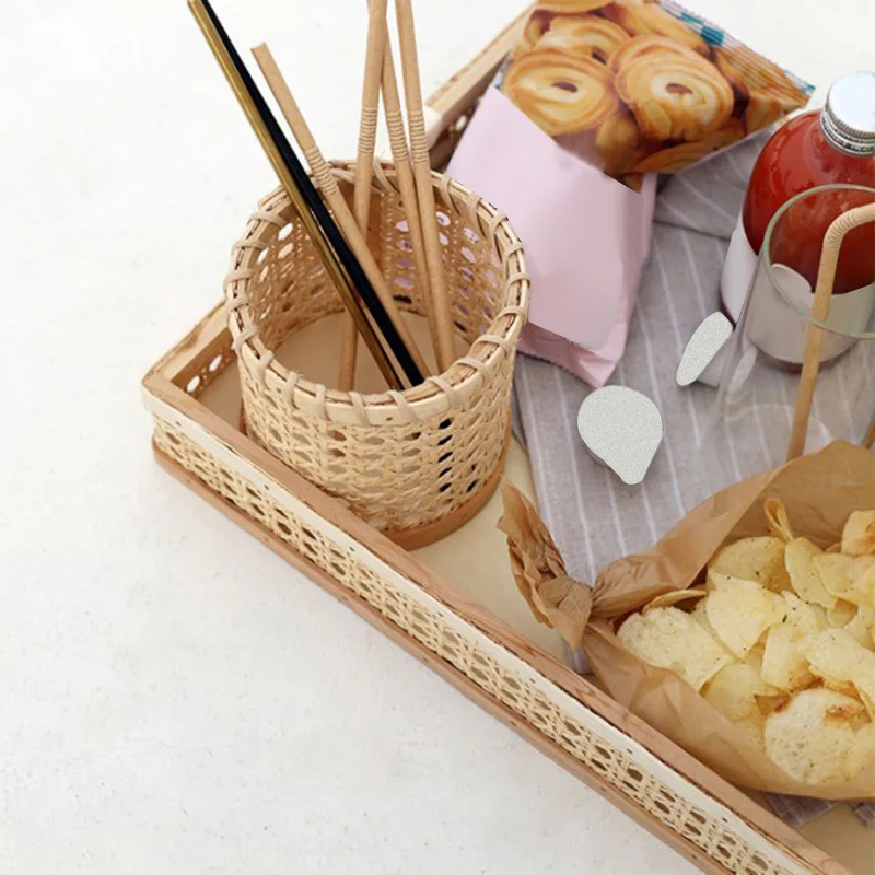 

Rattan Basket Rectangle Handle Storage Trays Home Table Decoration for Coffee/Tea/Juice/Sundries Kitchen Accessory Large