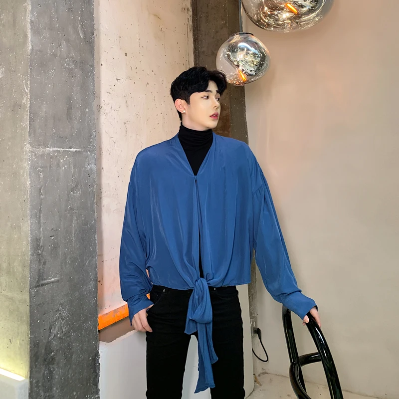 Мужские рубашки на молнии мужские платья кружевная рубашка 2019 осень Новое