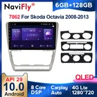 Голосовое управление, 6 + 128G, 8 ядер, Android 2008, QLED экран, мультимедийный плеер для SKODA Octavia 2 2013-, A5
