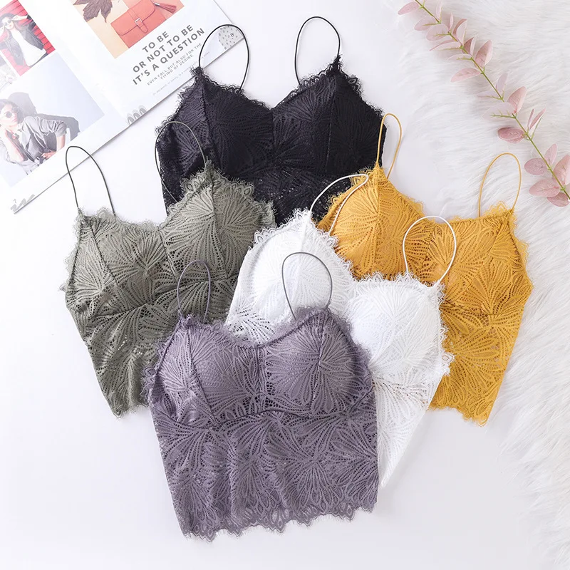 

2020 New Products Camisole Short Base Underwear Woman-Free Steel Ring Lace Tube Top Push up Beauty Back-Exposure