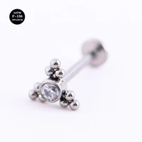 16g astm f136 titanium internal thread labret stud for nose lip tongue helix cartilage conch piercing body jewelry