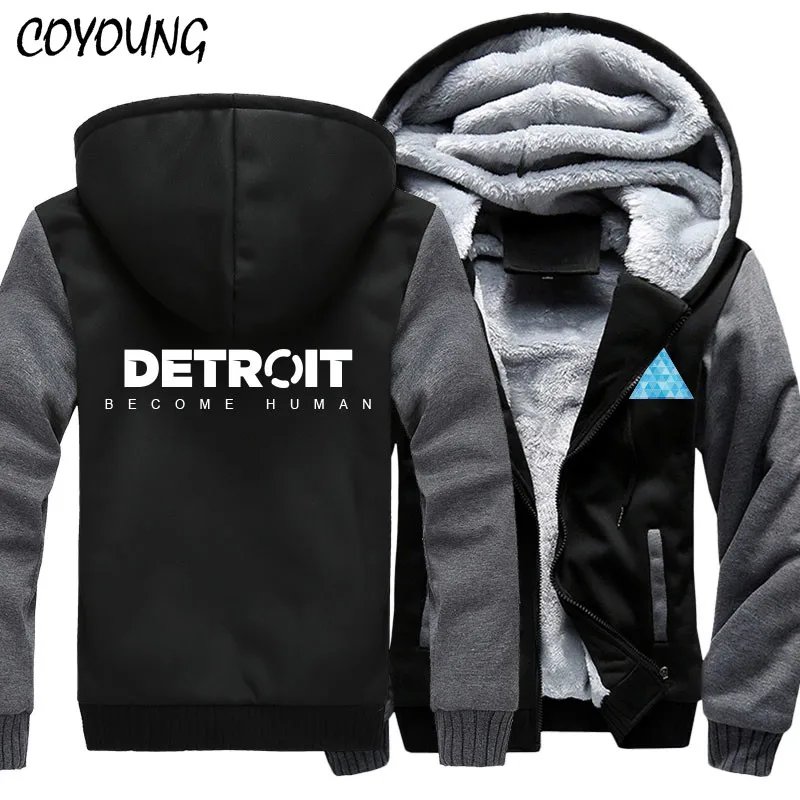 Мужские толстовки с капюшоном COYOUNG на молнии принтом в стиле Детройта зимняя
