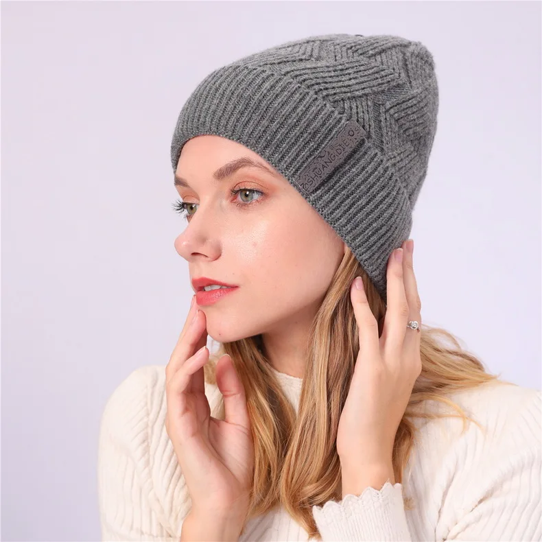 NUZADA брендовые зимние вязанные шапочки Skullies шапочки шапки s мужские женские шерстяные плюс бархатные со стразами шапка с наушниками уличные лыжные теплые шапки