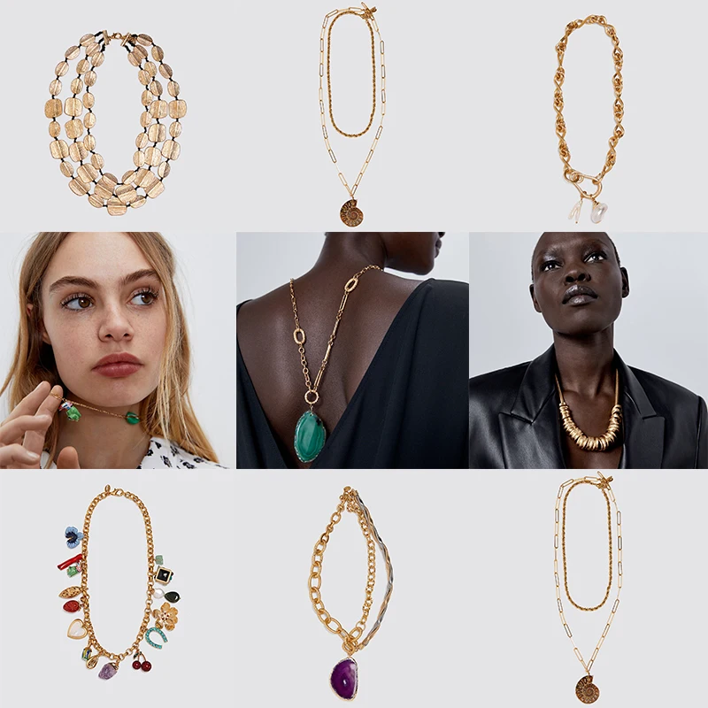 Женское ожерелье с подвеской из натурального камня ZA богемное ручной работы