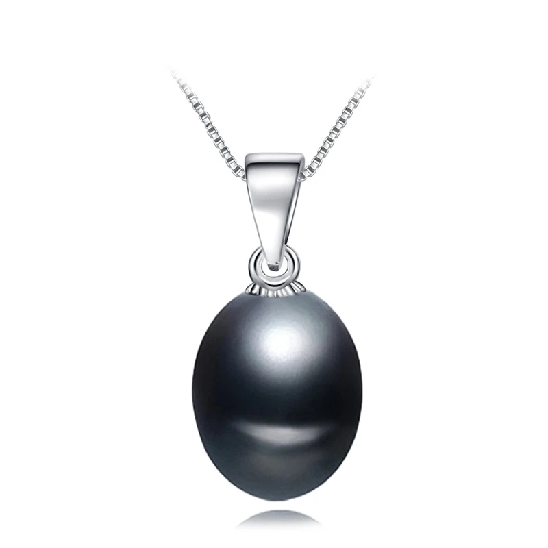 black pearl pendant Настоящий пресноводный жемчуг, Подвеска для женщин, 925 пробы, серебряный, белый, натуральный жемчуг, кулон, подарок на день рождения дочери - Цвет камня: black pearl pendant