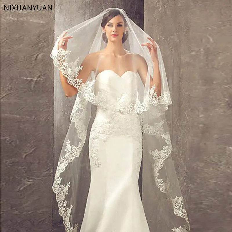 Горячая Распродажа 2021 свадебная фата с кружевом Соборные Свадебные аксессуары