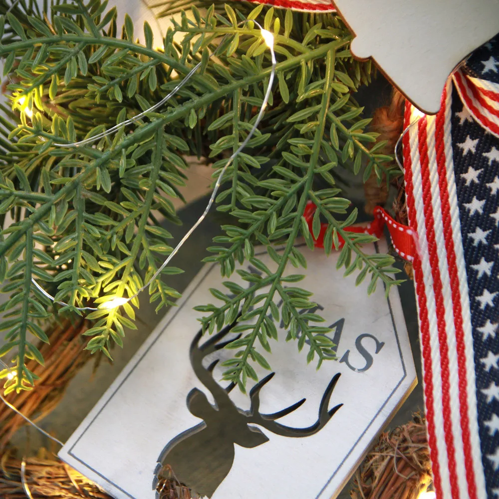 Рождественские банты венок 2 м светящаяся гирлянда дверная стена декоративное