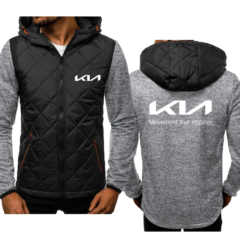 

Fashion Casual Men's Zip Jacket New KIA Car Logo Printing Jacket Casual cotton High Quality cotton Sport Jacket