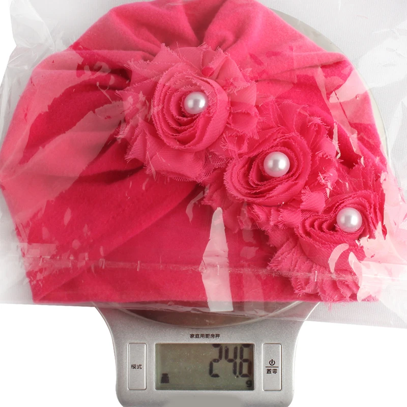 

Lovely Winter Solid Color Newborn Hat Boys Girl Cotton Soft Pearl Flower Turban Bonnet Caps Solids Baby Shower Props Beautiful