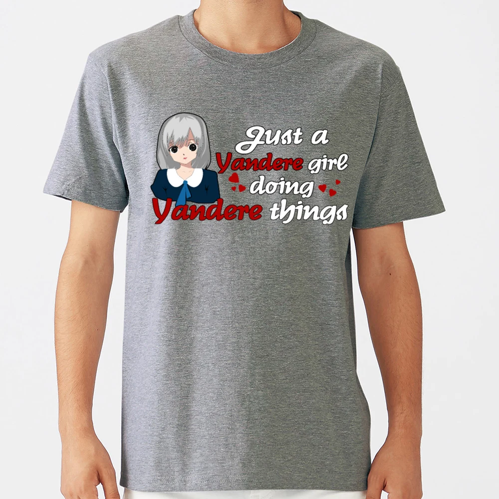 Топы футболки для мужчин yandere девочек аниме косплей повседневные черные Geek
