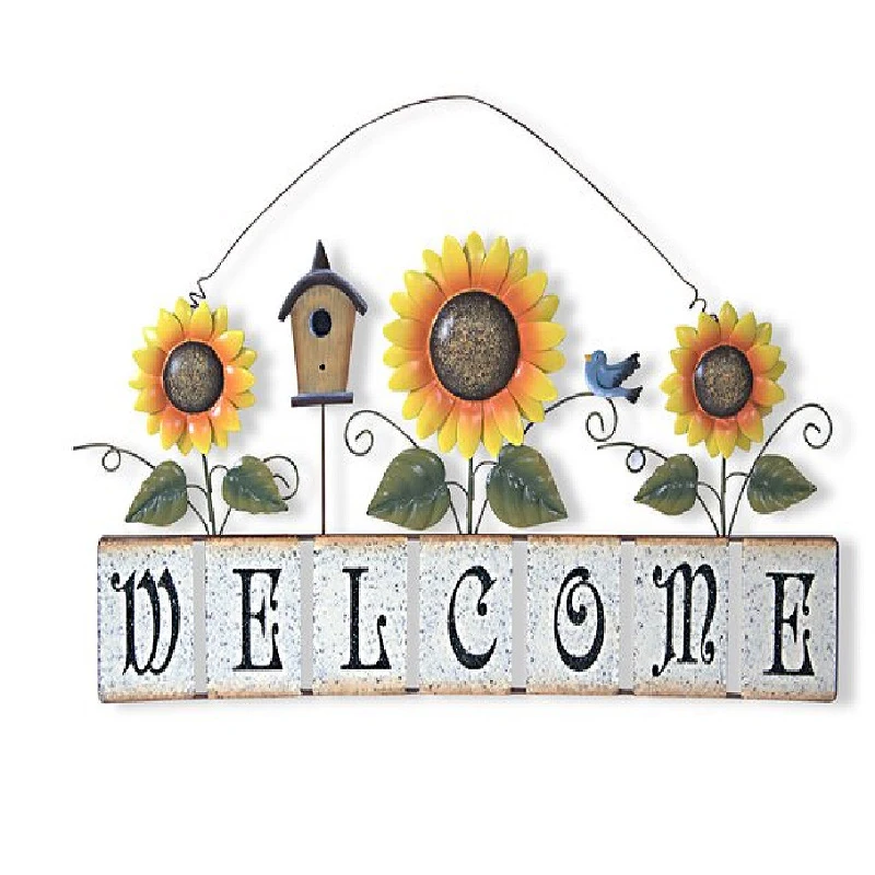 

Sunflower Welcome Sign Ornament Garden Theme Vintage Metal Crafts for Home Garden courtyard Decoration REME889