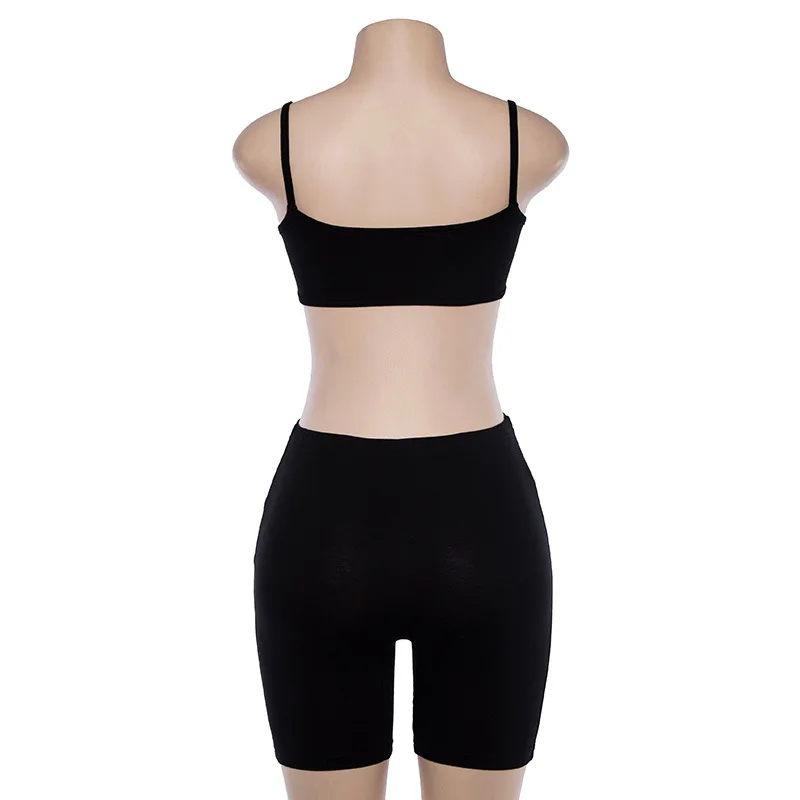 

Sexy Two Piece Set Women Bodycon Matching Sets Crop Tops+Biker Shorts Sweat Suits Summer Outfits 2 set Tracksuit American clothe