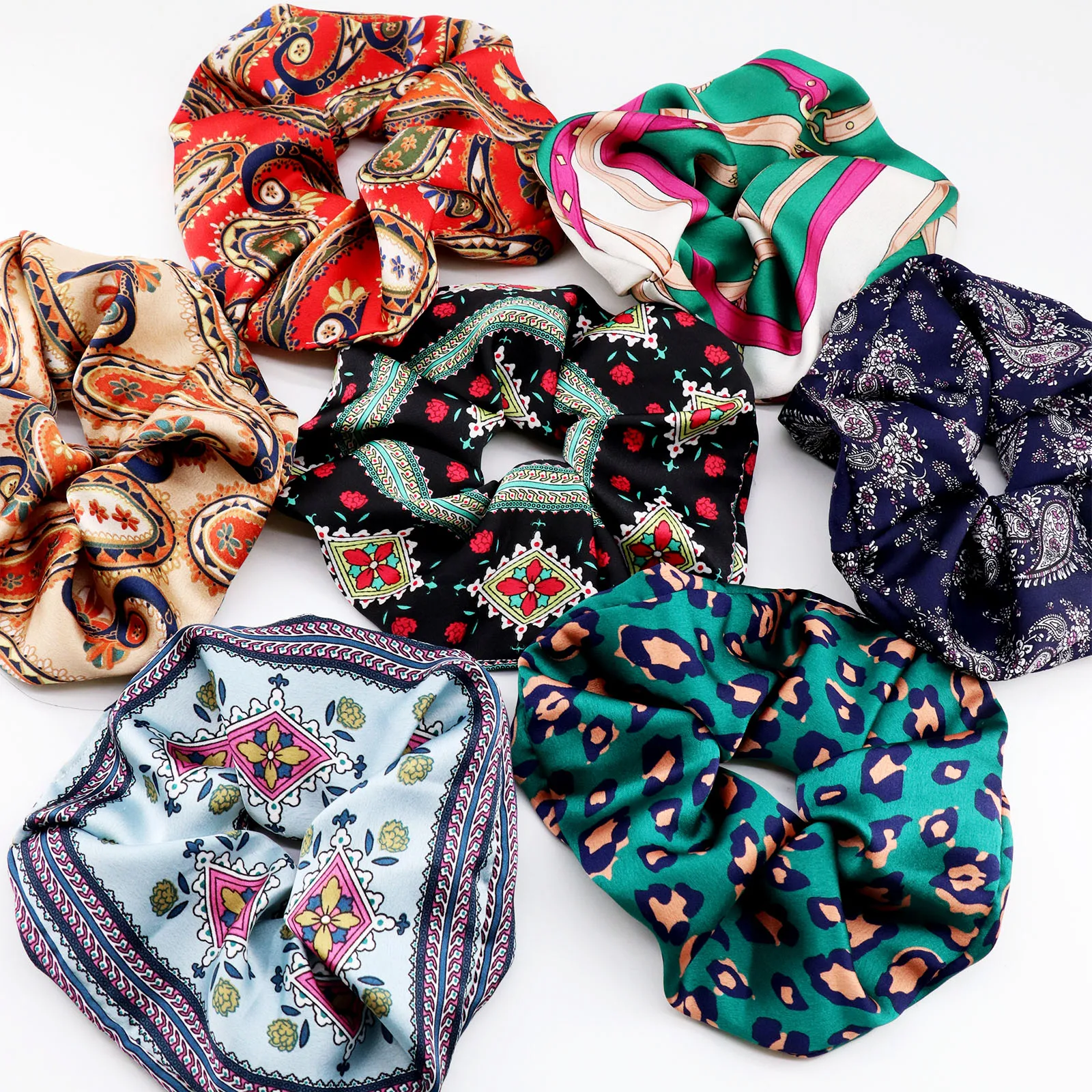 Суперкрупные накладки на волосы хвост с шелковым принтом Bohimia корейские