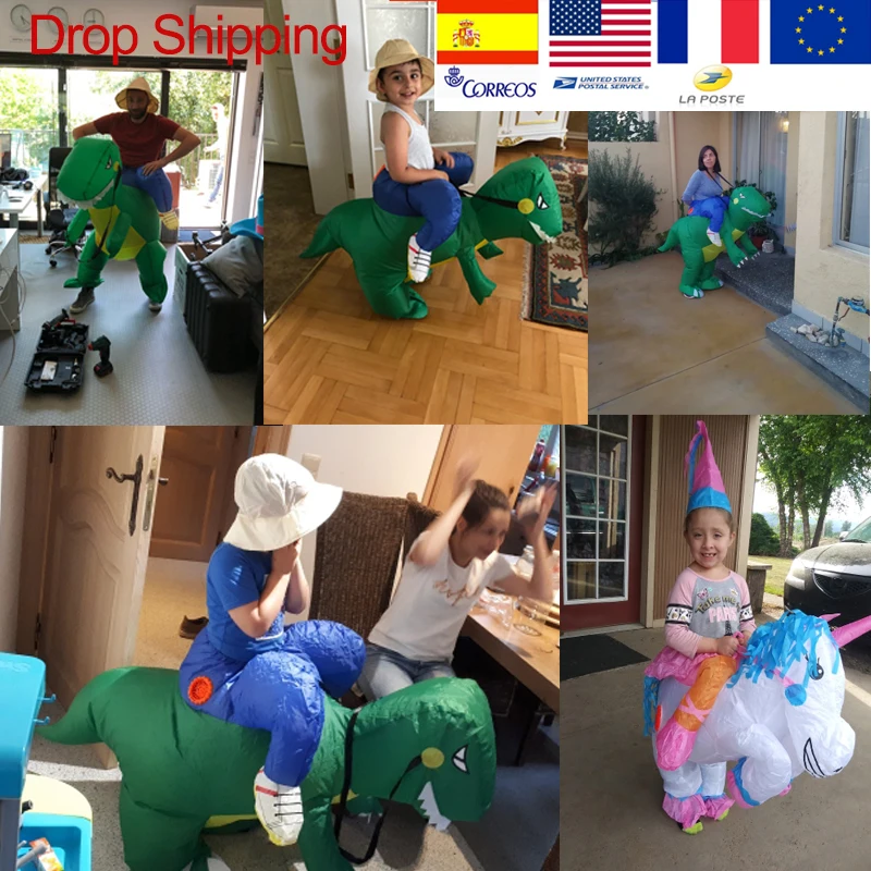 Детский Надувной ездить на костюм шагающего динозавра животных Костюм для