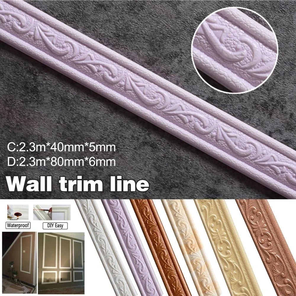 

3D Pattern Sticker Wall Trim Line Skirting Border Decoration Self Adhesive Household For Living Room DIY Background Decor
