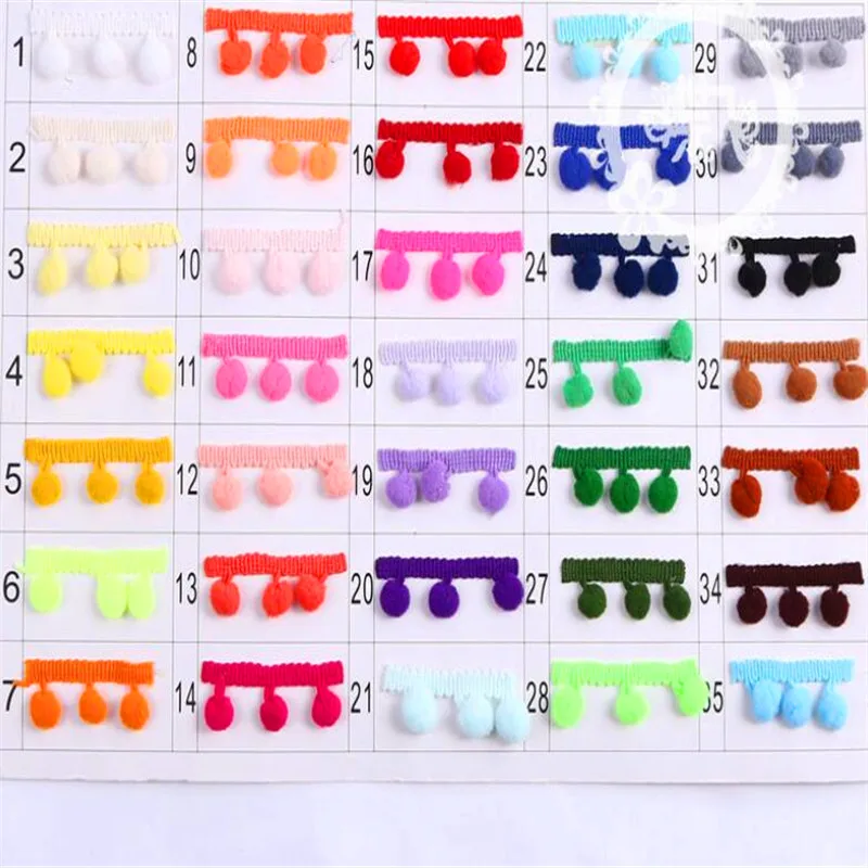 Венонат помпон с пушистым шариком Ширина 13 мм кружевная лента бахромой отделка