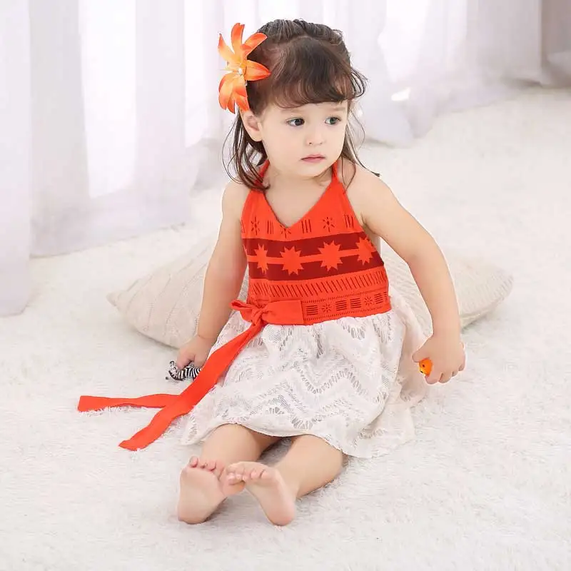 

Little Girl Summer Princess Cosplay Halloween Dress Up Costume Fancy Clothes Children Vaiana Outfit for 2 - 5 Years Old