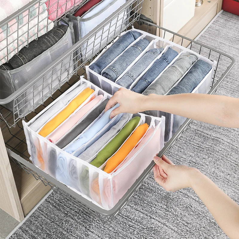 

Closet Clothes Drawer Mesh Separation Box Stacking Pants Drawer Divider Can Washed Home Organizer Jeans Compartment Storage Box