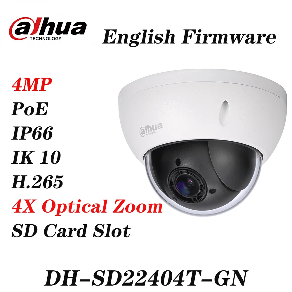 

Dahua SD22404T-GN 4MP 4x PTZ network camera IVS WDR POE IP66 IK10 upgrade from SD22204T-GN with Dahua logo Express Shipping