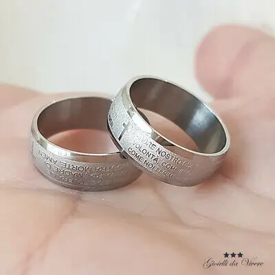 Кольцо AVE MARIA curve father our ring итальянское изделие из нержавеющей стали с гравировкой