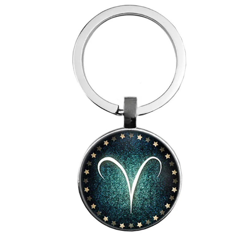 

Twelve Constellations 25MM Dome Glass Key Ring Metal Creative Key Ring Wholesale