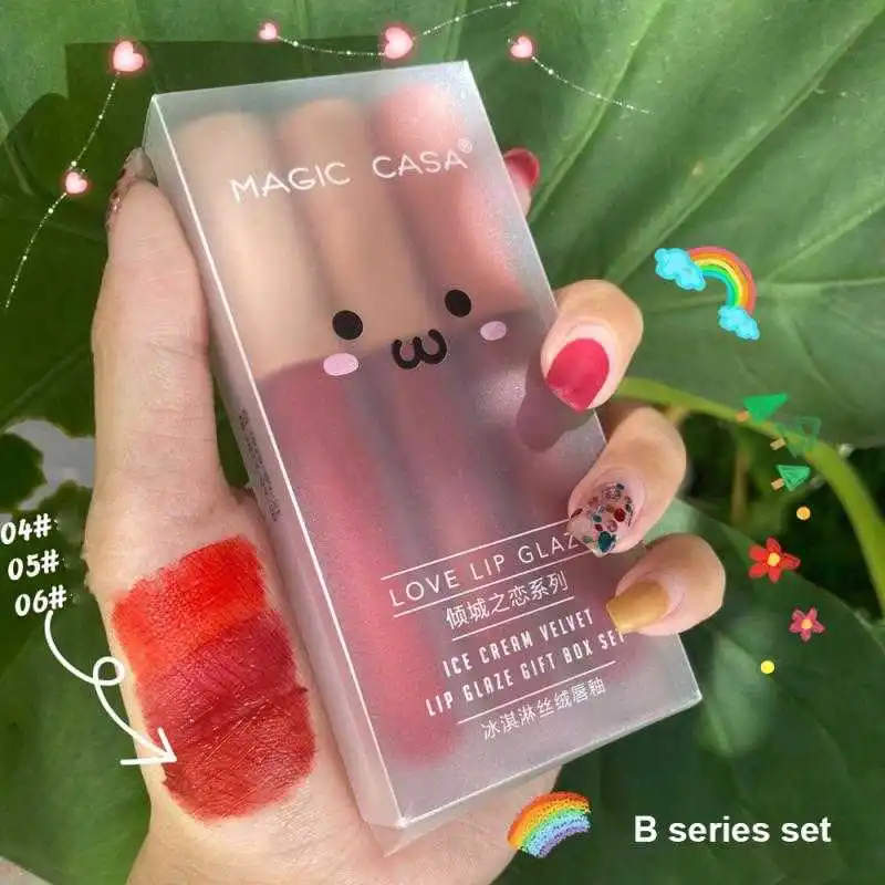 

Velvet lipstick matte creative set pink cigarette girl lip balm set dwaterproof lipstick water make up wholesale