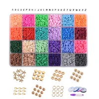 clay beads for jewelry making 6mm rainbow disc flat bead kit cute heishi beed circle thin beads for bracelets necklace crafts