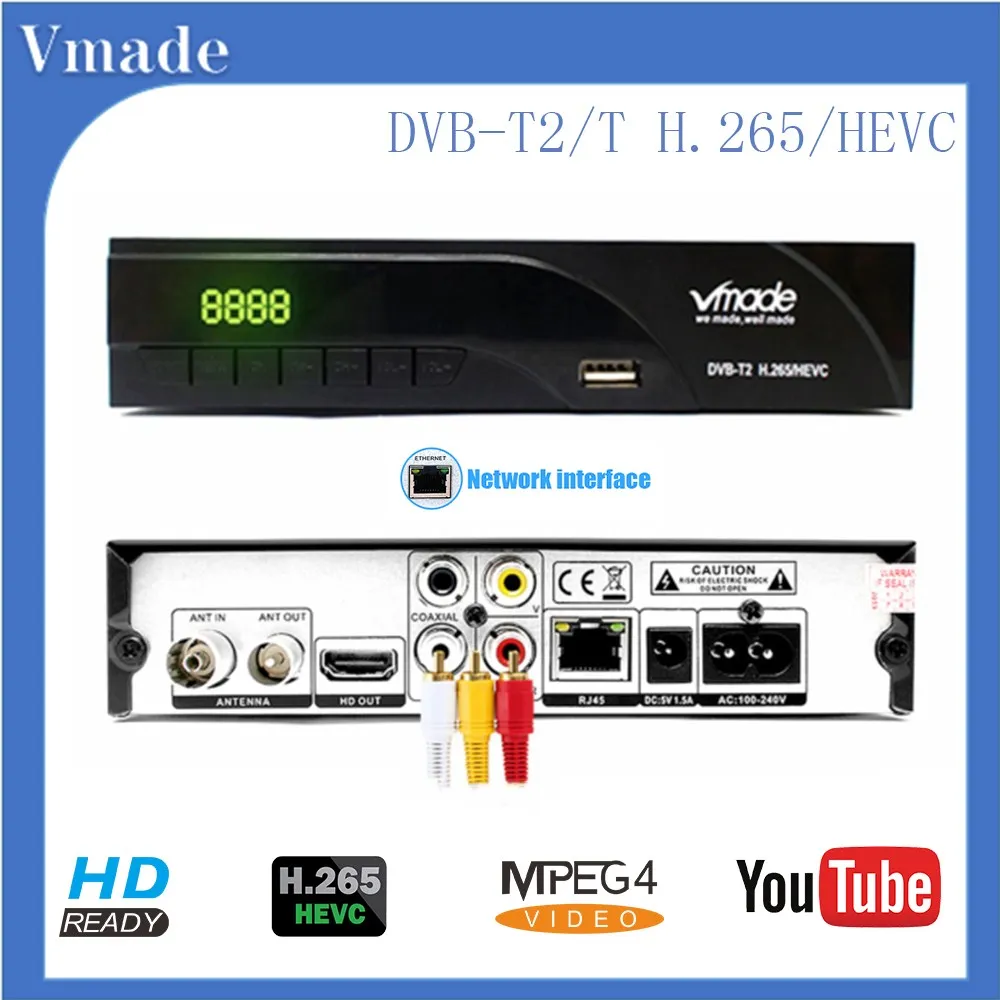 Vmade Новый DVB-T2 K6 HD 1080P H.265 Цифровой Территориальный Приемник С Встроенным RJ45 Стандартным Set-Top Box Поддержка Youtube M3U Декодер On.