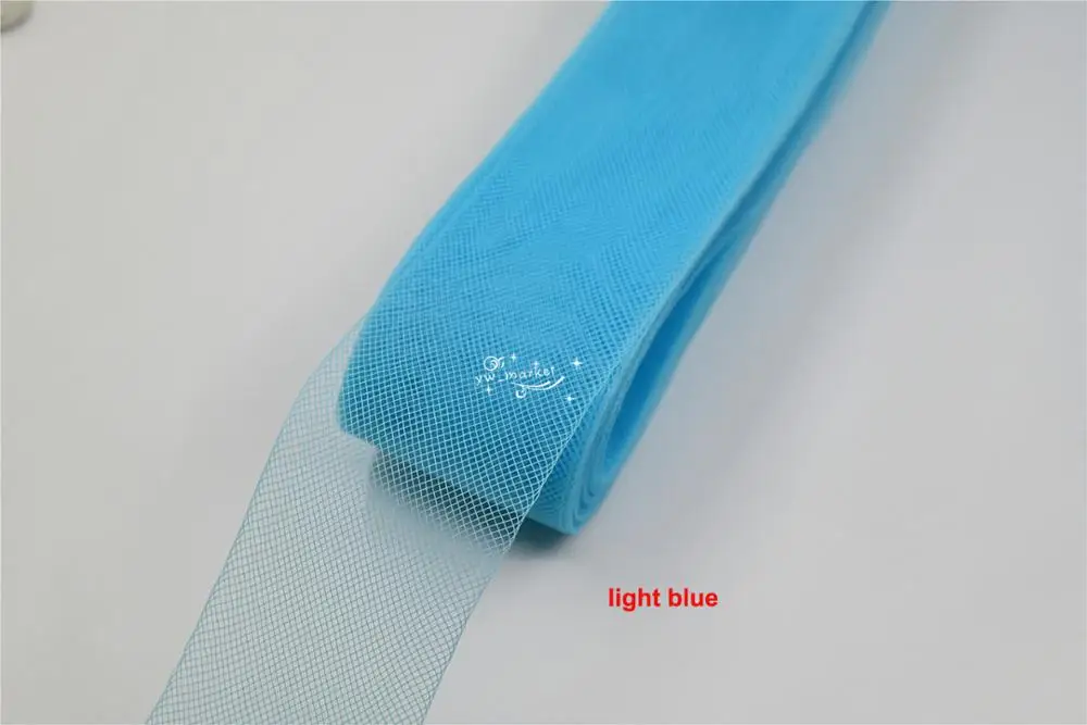 light blue Цвет 5 см(2 дюйма) Конский волос Плетеный гибкий Свадебный чародей кринолин для платья шляпы ремесла 22 ярдов мягкая жесткая для выбора - Цвет: light blue