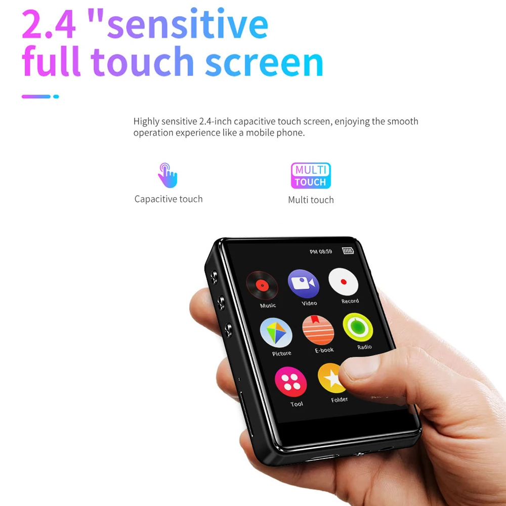 MP4-плеер Bluetooth5.0 Built-in Speaker с 2 4 дюймовым сенсорным экраном Поддержка FM-радио Запись