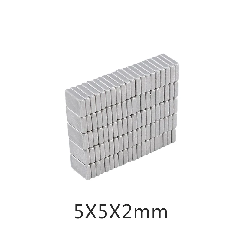 50/100/200/500/1000PCS 5x5x2 Small Block magnet Strong N35 Square  Rare Earth Magnet 5*5*2 Neodymium Magnets sheet 5x5x2mm