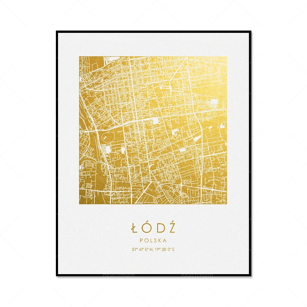 Печатная карта города Лодзь на холсте ReachMani